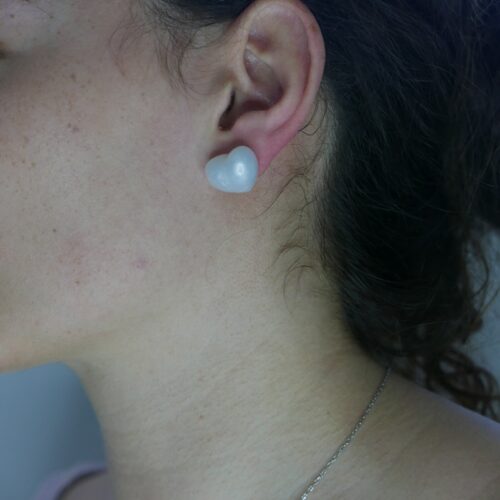 Σκουλαρίκια άσπρη καρδιά