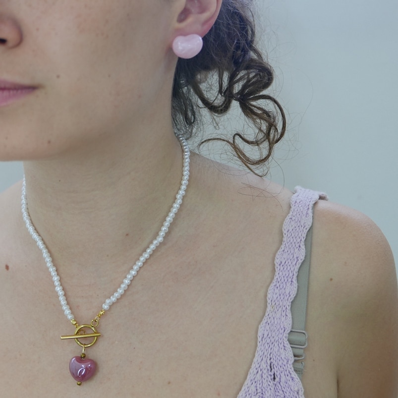 Κολιέ ροζ καρδιά - Image 3