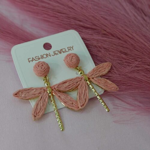 Σκουλαρίκια ροζ λιβελούλα